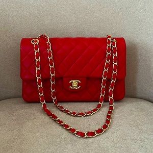 Chanel Lambskin Quilted Medium Double Flap Red